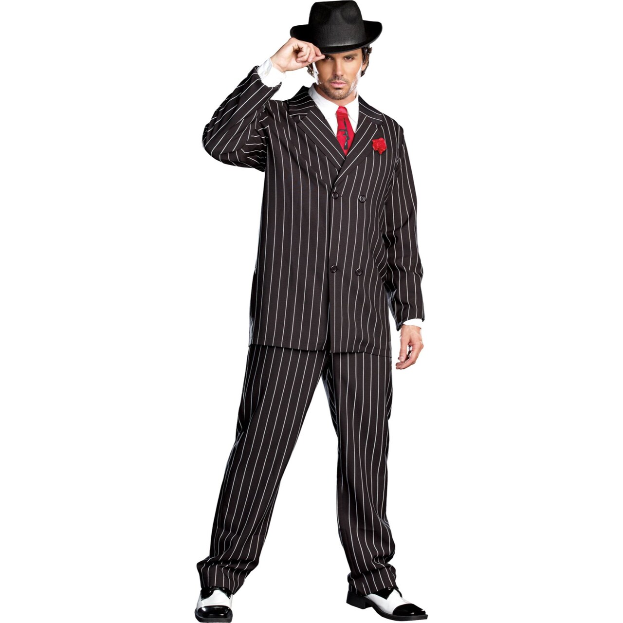 The Costume Center Black and Red Men Adult Gangster Halloween Costume - Medium